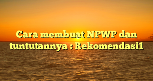 Cara membuat NPWP dan tuntutannya : Rekomendasi1