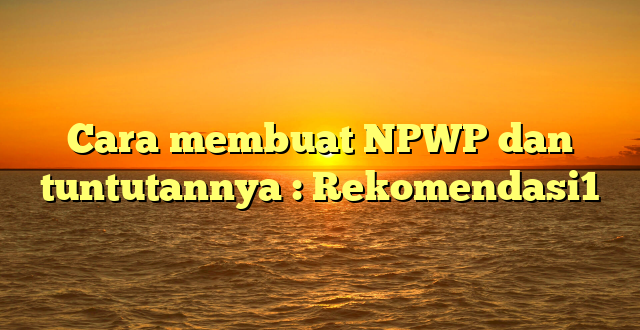 Cara membuat NPWP dan tuntutannya : Rekomendasi1